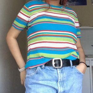 Skittles striped 90’s sweater blouse M